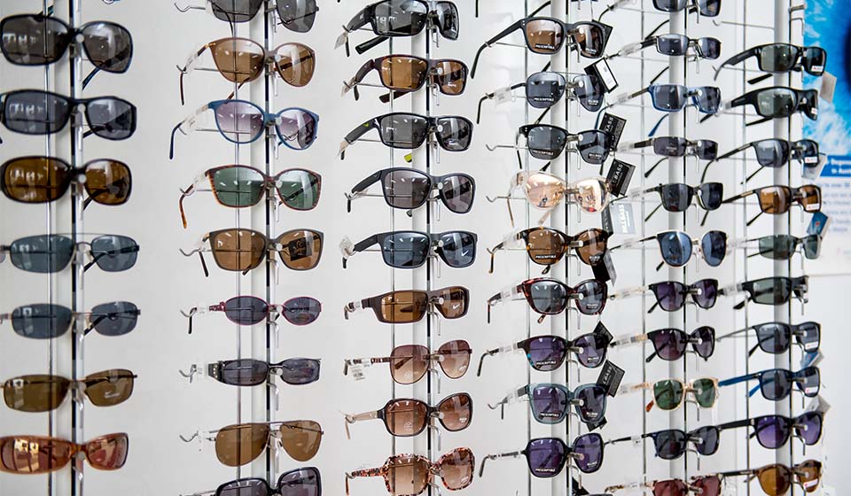 Range of tinted frames at Gareth Edwards Optometrist