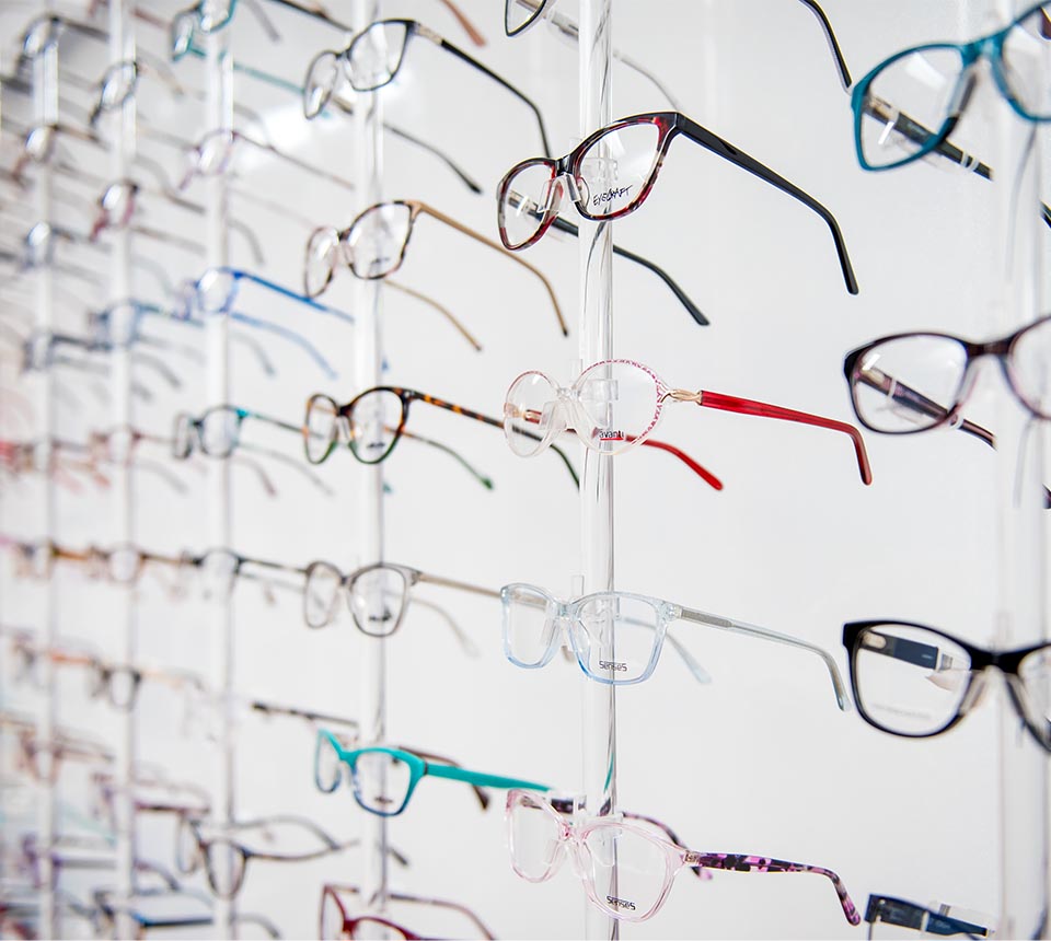 Range of frames available at Gareth Edwards Optometrist